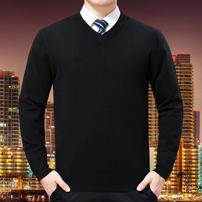 Herren V-Ausschnitt Strickpullover aus weichem Baumwollmix EB