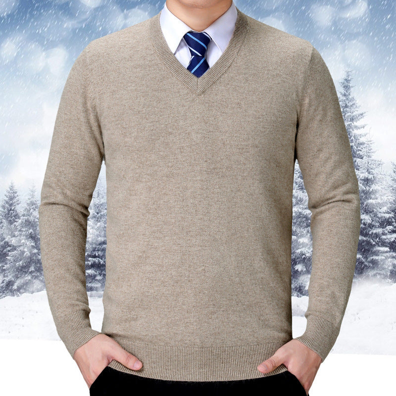 Herren V-Ausschnitt Strickpullover aus weichem Baumwollmix EB