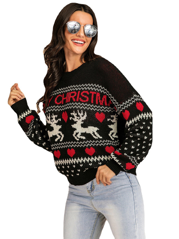 EB | Rentiere Jacquard Strick Weihnachts Pullover