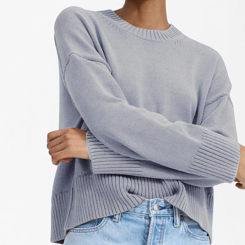 Damen lässiger Oversized Strickpullover mit strukturiertem Design EB