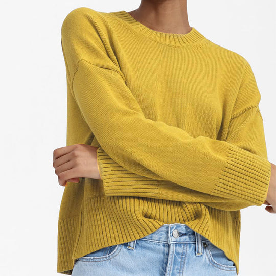 Damen Grobstrick Pullover mit weitem Schnitt und lässigem Design EB