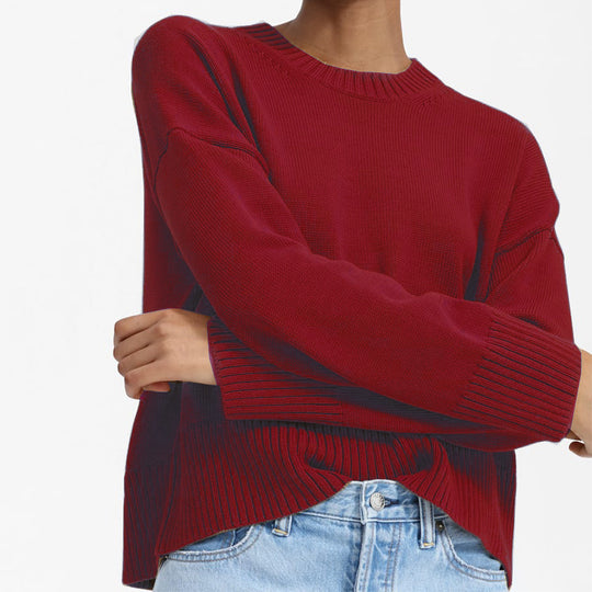 Damen lässiger Oversized Strickpullover mit strukturiertem Design EB