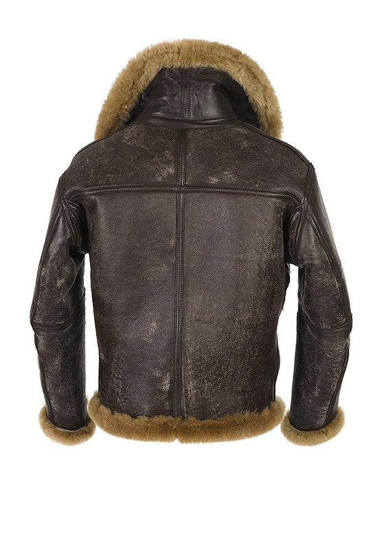 Herren Lammfell-Bomberjacke mit hochwertiger Verarbeitung und weichem Innenfutter EB