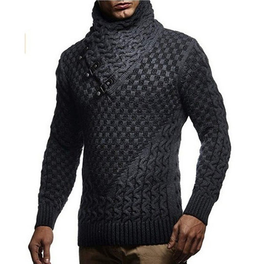 Herren Strickpullover mit innovativem Hohem Kragen und strukturiertem Muster EB