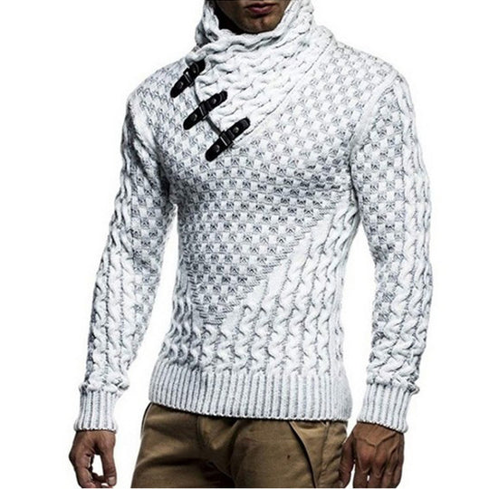 Herren Strickpullover mit innovativem Hohem Kragen und strukturiertem Muster EB