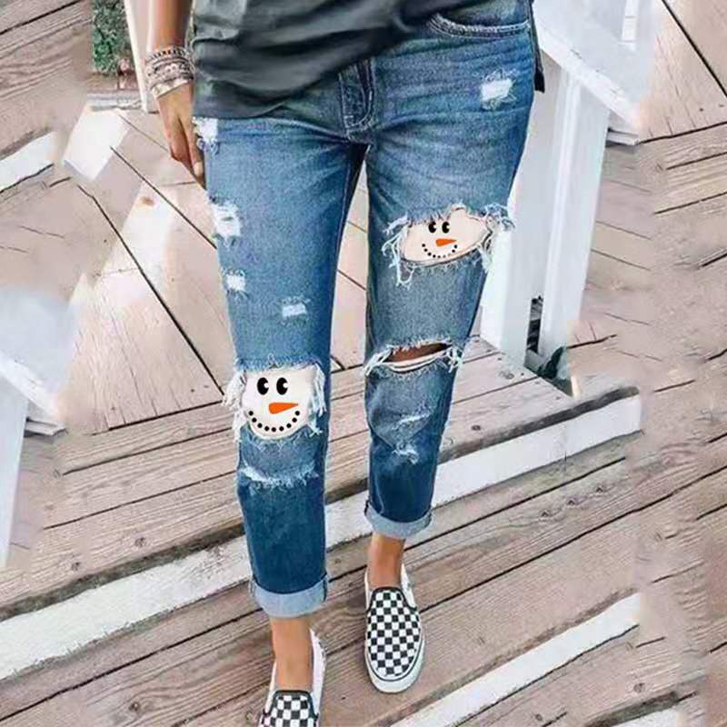 Damen Boyfriend-Jeans mit kreativen Applikationen EB