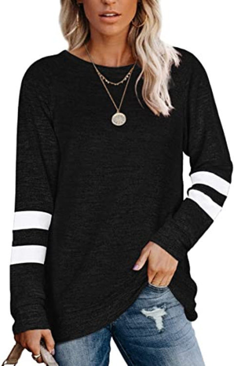 Damen lässiger Oversized Pullover mit sportlichen Streifendetails EB
