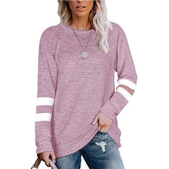 Damen lässiger Oversized Pullover mit sportlichen Streifendetails EB