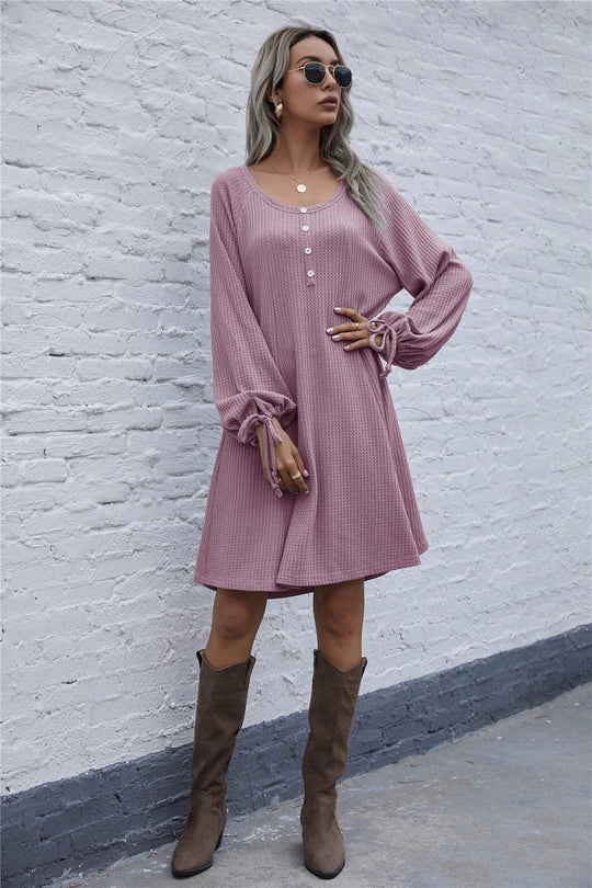 Damen lässiges Waffel-Pulloverkleid EB
