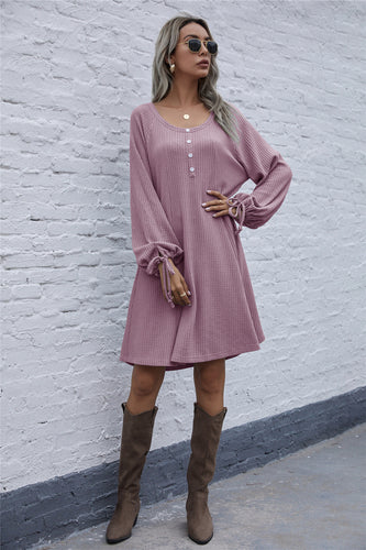Damen lässiges Waffel-Pulloverkleid EB