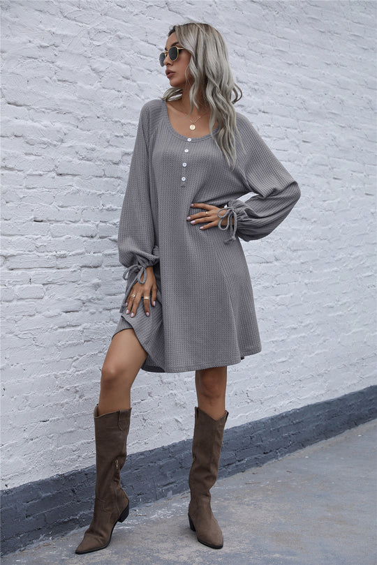 Damen lässiges Waffel-Pulloverkleid EB