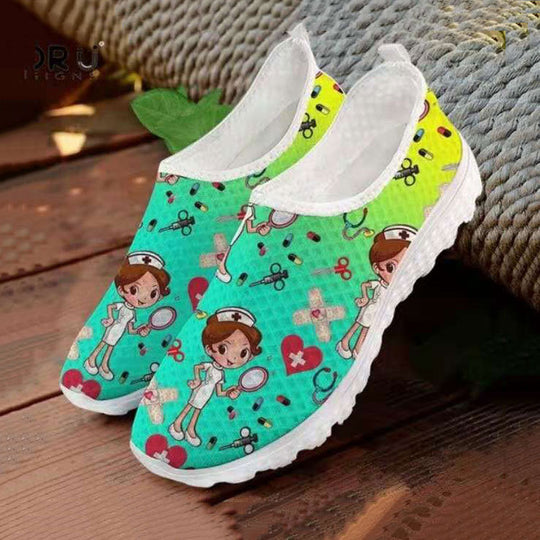 Damen Slip-On Freizeitschuhe mit farbenfrohem Design und atmungsaktiver Oberseite EB