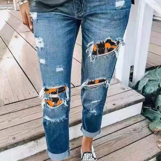Damen Boyfriend-Jeans mit kreativen Applikationen EB