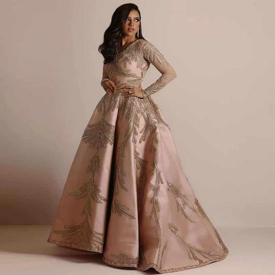 Damen Glamouröses Abendkleid mit schimmernden Pailletten und tiefem V-Ausschnitt EB