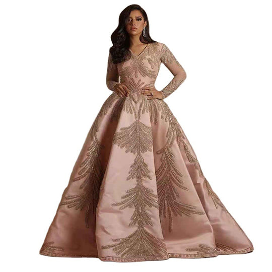 Damen Glamouröses Abendkleid mit schimmernden Pailletten und tiefem V-Ausschnitt EB