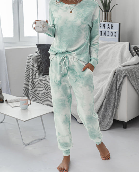 Damen Freizeit-Loungewear Set mit modischem Batikdesign und bequemen Passform EB