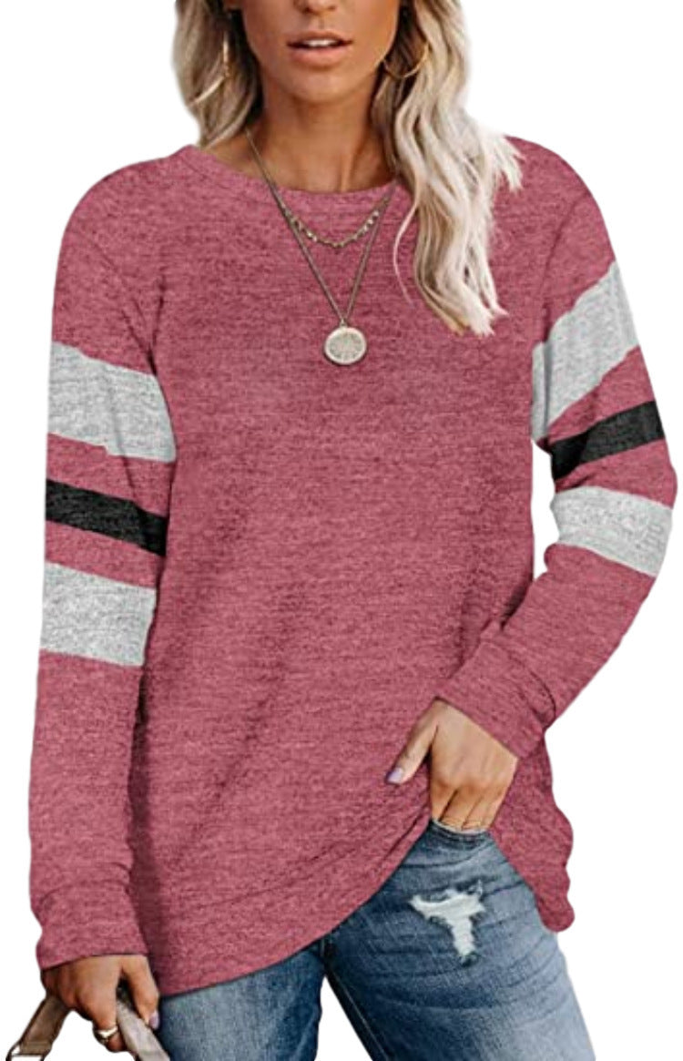 Damen lässiger Oversized Pullover mit sportlichen Streifendetails EB