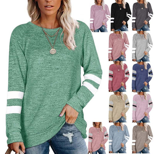 Damen lässiger Oversized Pullover mit sportlichen Streifendetails EB