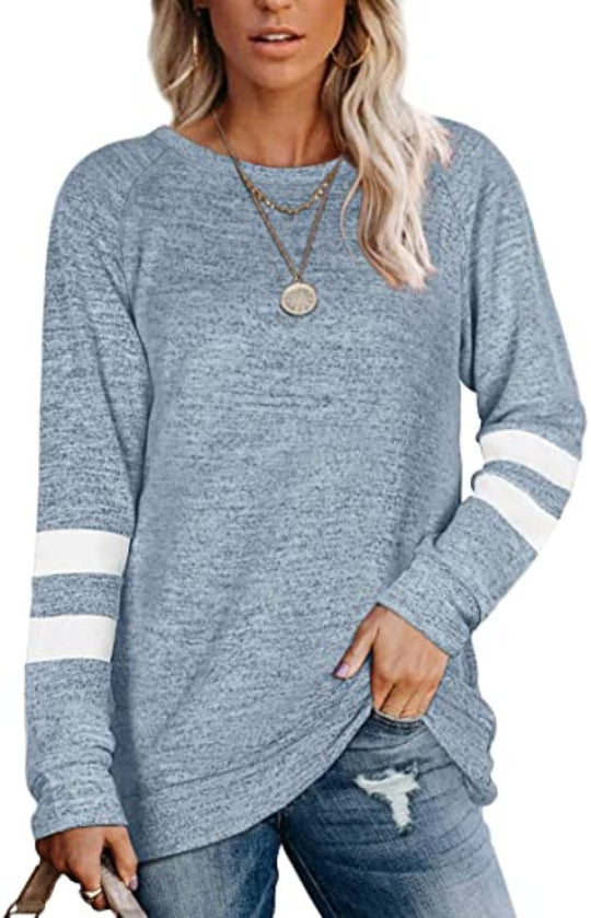 Damen lässiger Oversized Pullover mit sportlichen Streifendetails EB