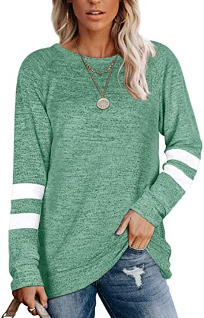 Damen lässiger Oversized Pullover mit sportlichen Streifendetails EB
