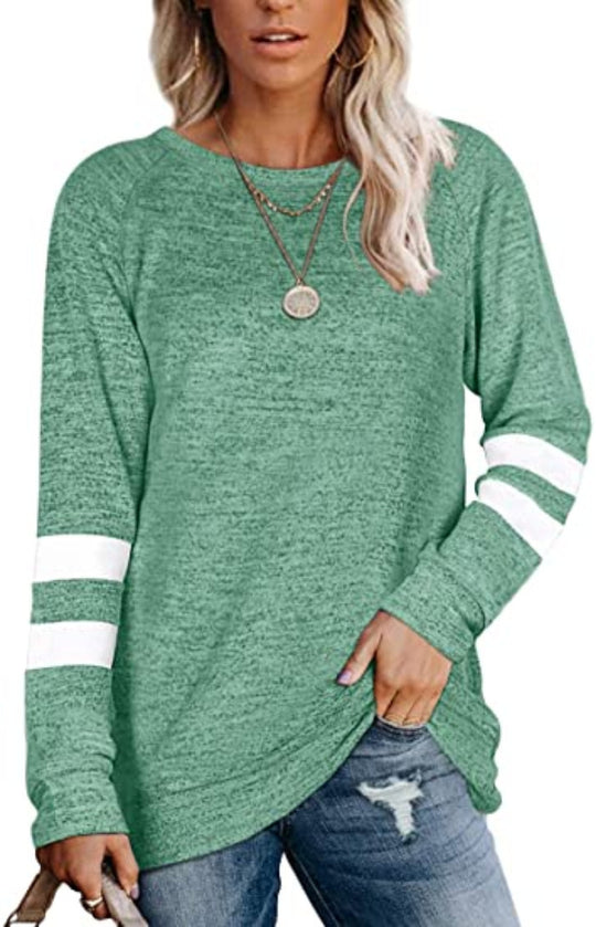 Damen lässiger Oversized Pullover mit sportlichen Streifendetails EB