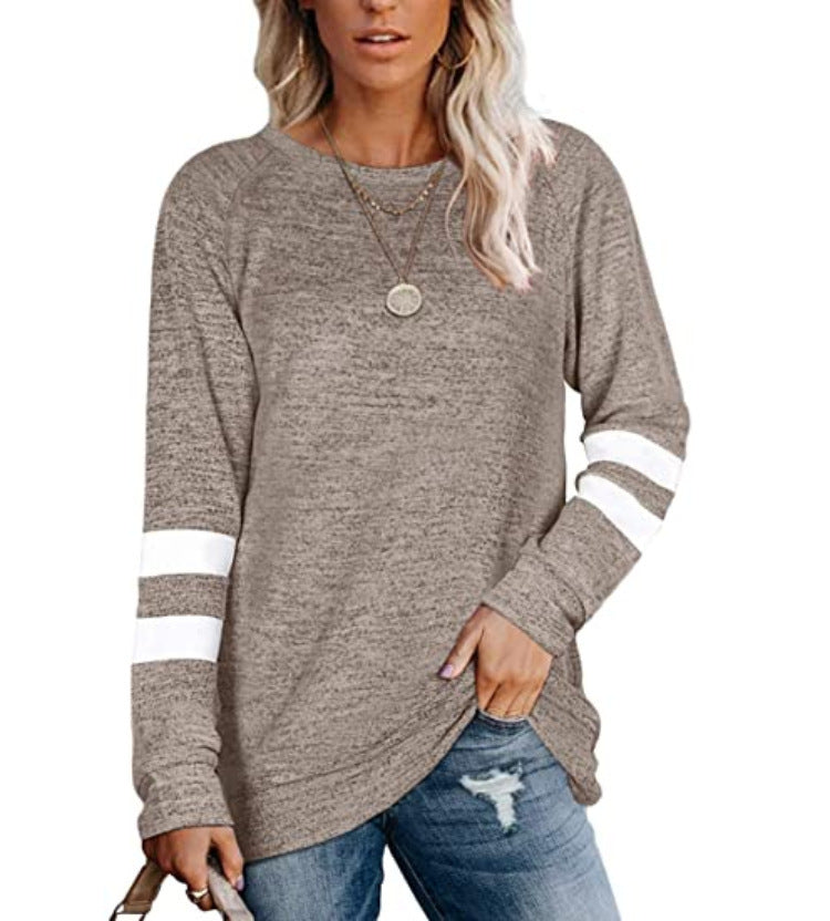 Damen lässiger Oversized Pullover mit sportlichen Streifendetails EB