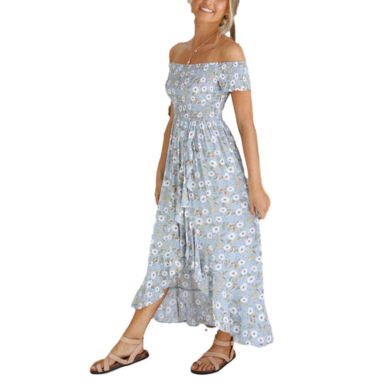 Damen Off-Shoulder Maxikleid mit floralem Print und lässigem Schnitt EB