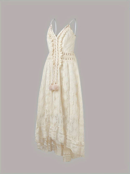 EB – boho-maxi-sommerkleid mit spaghettiträgern und v-ausschnitt