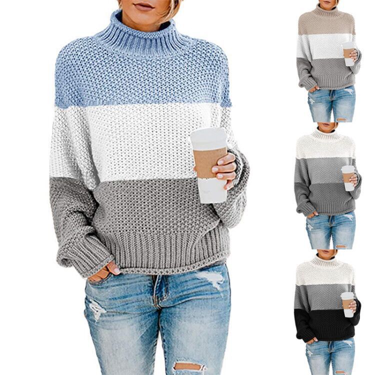 Damen gemütlicher Rollkragenpullover aus strukturierter Wolle EB