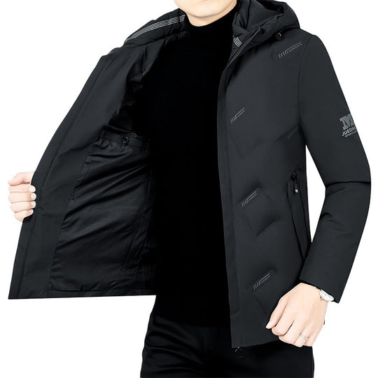 Herren Leichte gesteppte Kapuzenjacke mit schlanker Silhouette und verdecktem Reißverschluss EB