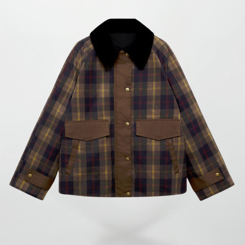 EB | Trendy Damen Karomuster Zip-Up Jacke