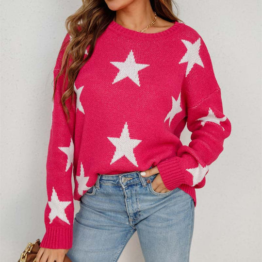 EB | Sternstrickpullover Mit Verspieltem Muster