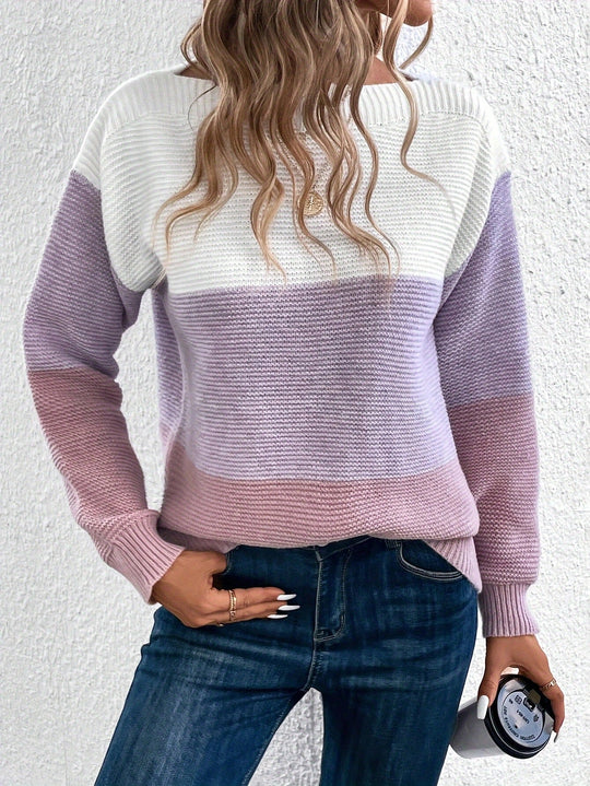 EB | Eleganter Damenpullover mit Dreifarbigen Streifen