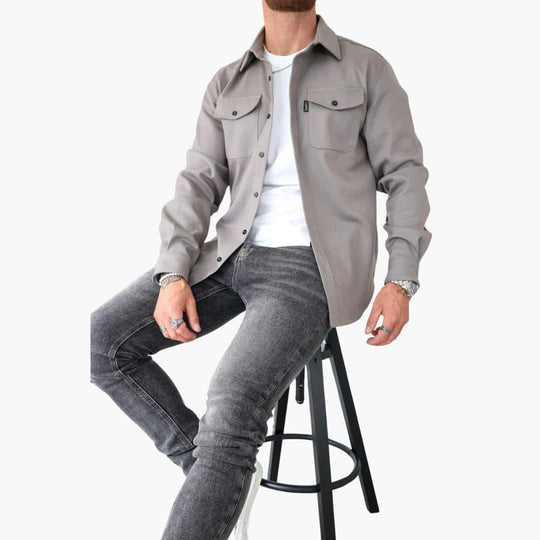 EB | Overshirt Jacke - Modernes Knopfdurchgang Hemdjacke für Freizeit und Business