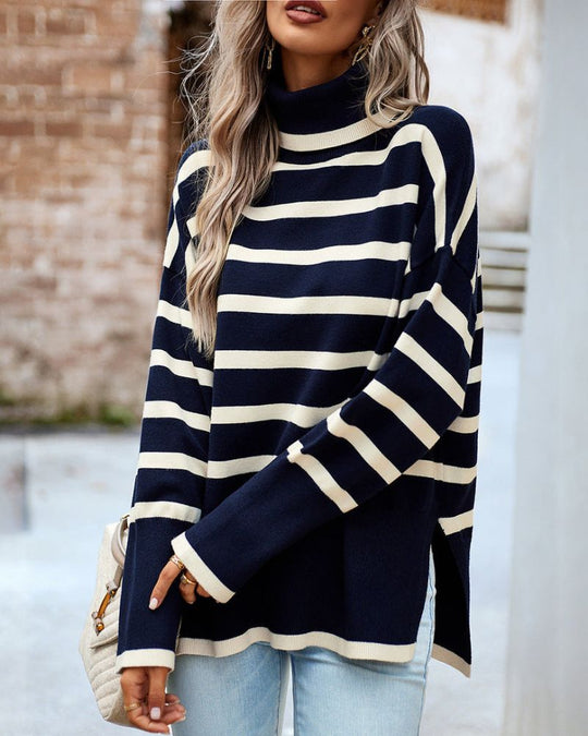 EB | Gestreifter Rollkragenpullover