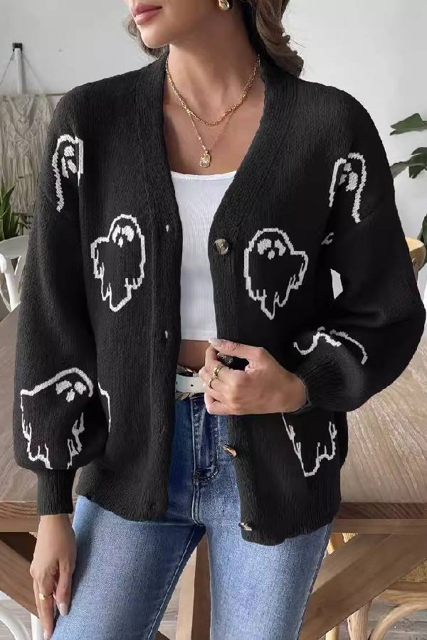 EB | Lockere lässige Cartoon Jacquard-Jacke