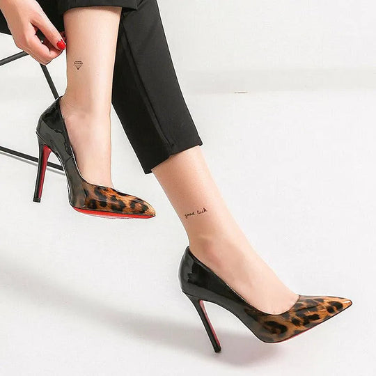 EB | Leopard Print Lace High Heels For Women