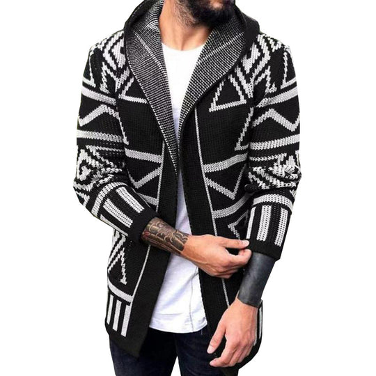 Herren Strickjacke mit kreativem Muster und offener Front EB