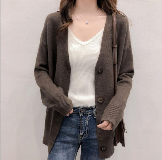 Damen Strickjacke mit knöpfbarem Design EB