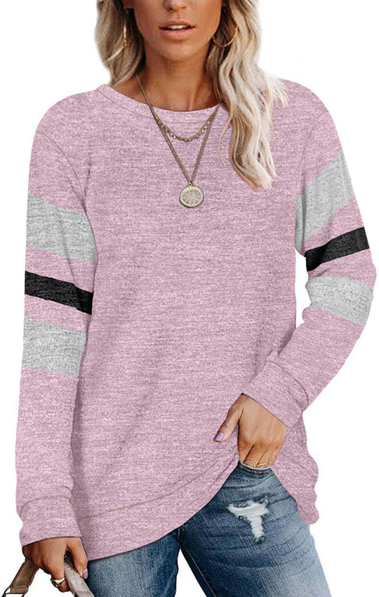 Damen lässiger Oversized Pullover mit sportlichen Streifendetails EB