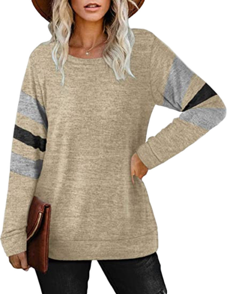 Damen lässiger Oversized Pullover mit sportlichen Streifendetails EB