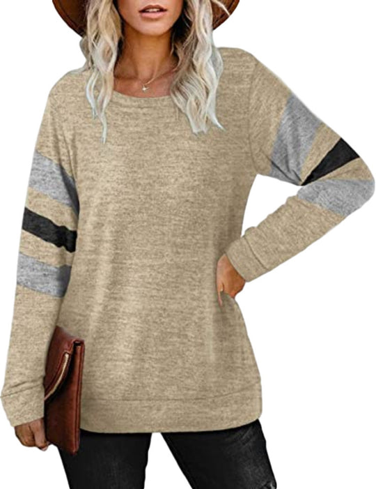 Damen lässiger Oversized Pullover mit sportlichen Streifendetails EB