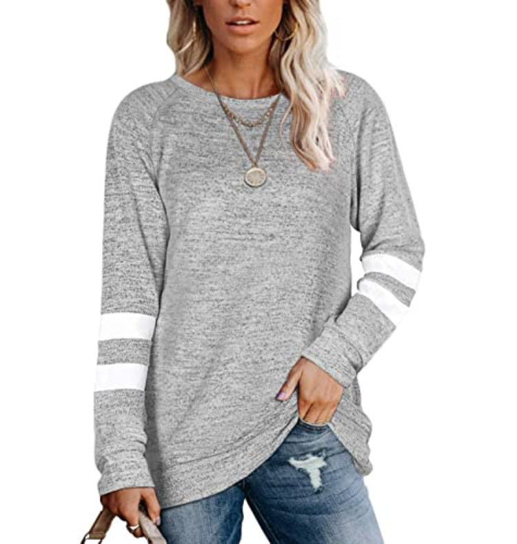 Damen lässiger Oversized Pullover mit sportlichen Streifendetails EB