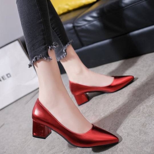 Damen elegante Spitzen-Pumps mit blockiertem Absatz EB