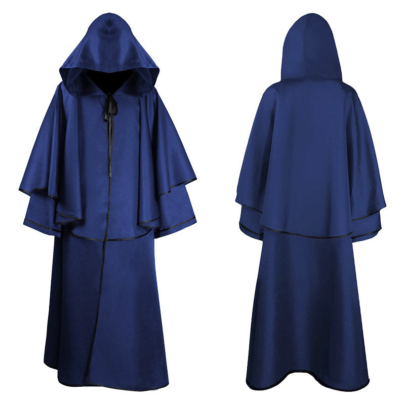 Unisex nan mehrschichtiger Kapuzenumhang mit weitem Fall und Satinbandverschluss Eb