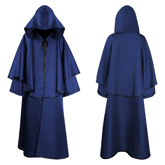 Unisex nan mehrschichtiger Kapuzenumhang mit weitem Fall und Satinbandverschluss Eb