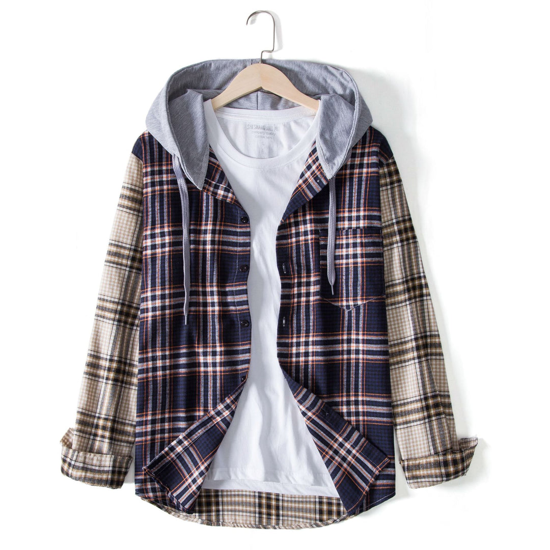 Herren Karohemdjacke mit integrierter Kapuze und bequemer Passform EB