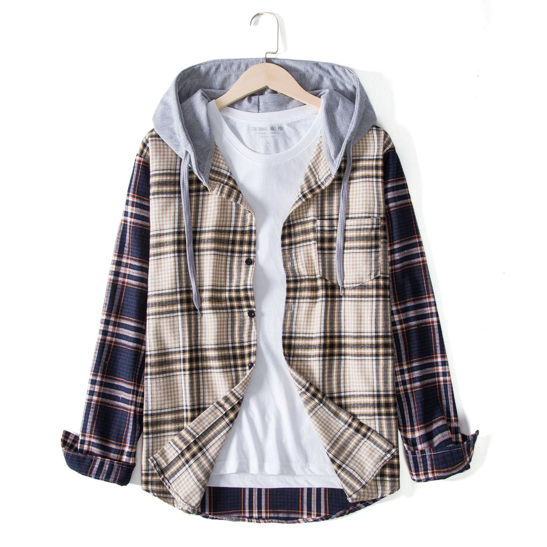 Herren Karohemdjacke mit integrierter Kapuze und bequemer Passform EB