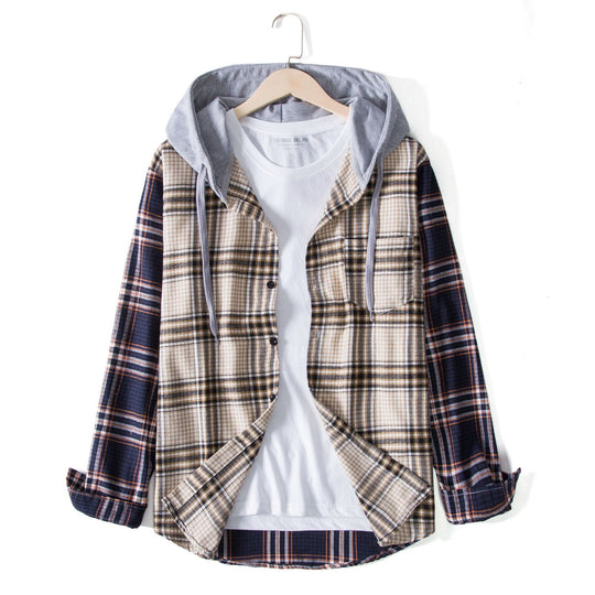 Herren Karohemdjacke mit integrierter Kapuze und bequemer Passform EB