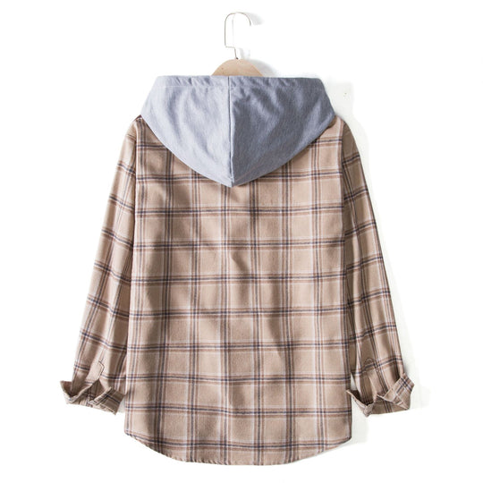 Herren Flanellhemdjacke mit integrierter Kapuze und modernem Karomuster EB